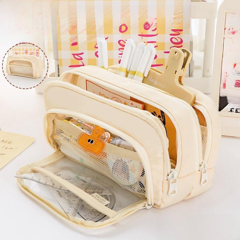 Minimalist Clear Large Pencil Case With Transparent Window For Students And Teens