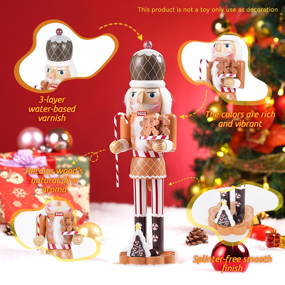 36CM Nutcracker Toffee Colored Nutcracker Gingerbread Man Baker Handcraft  Home Office Table Xmas Decoration Christmas Gift