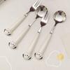 Portable Spoon Forks Cutlery Set - Cartoon Puppy Piggy Ceramic White Catering Supplies Chopsticks Tableware Set