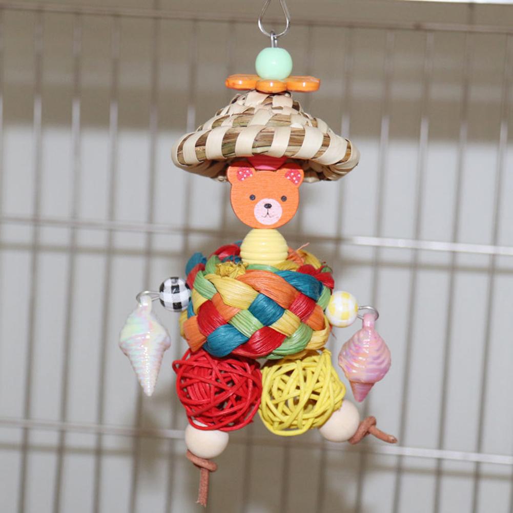 Bird Chewing Toys Parrot Shredder Toy Relieve Boredom Colorful Hanging Scarecrow Parrot Cage Foraging Toy