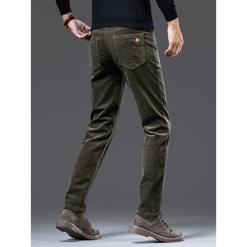 Trade Surplus Fleece-Lined Straight Corduroy Pants for Men, Autumn and Winter, Comfortable Middle-Aged Dad Corduroy Trousers, Business Casual Pants