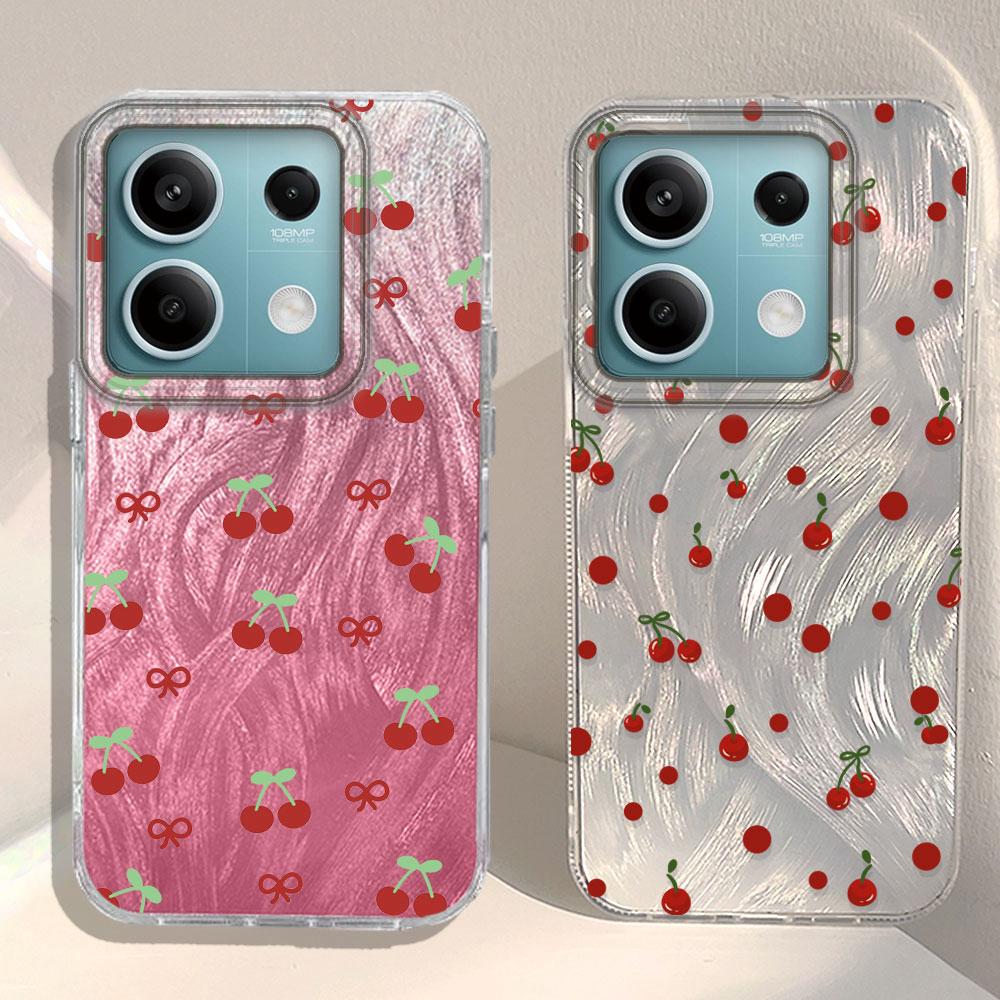 Summer Sweet Red Circular Dot Cherry Phone Case for Xiaomi Mi 13T 14T Pro 11 Lite NE 5G Couple Shell Silicone Back Bags Cover