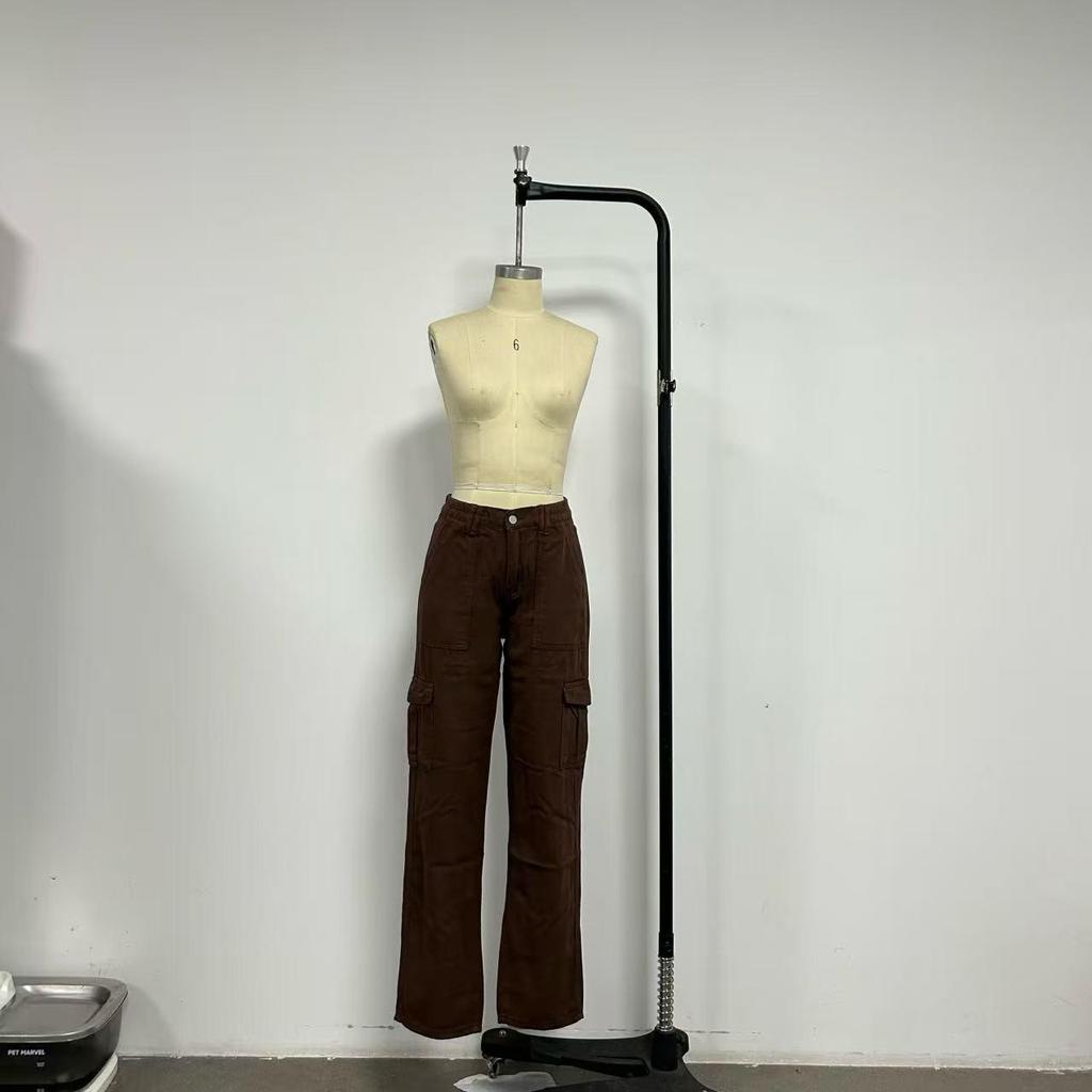 Europäische & Amerikanische Schlanke High Waist Damen Cargo-Hose mit Mehreren Taschen