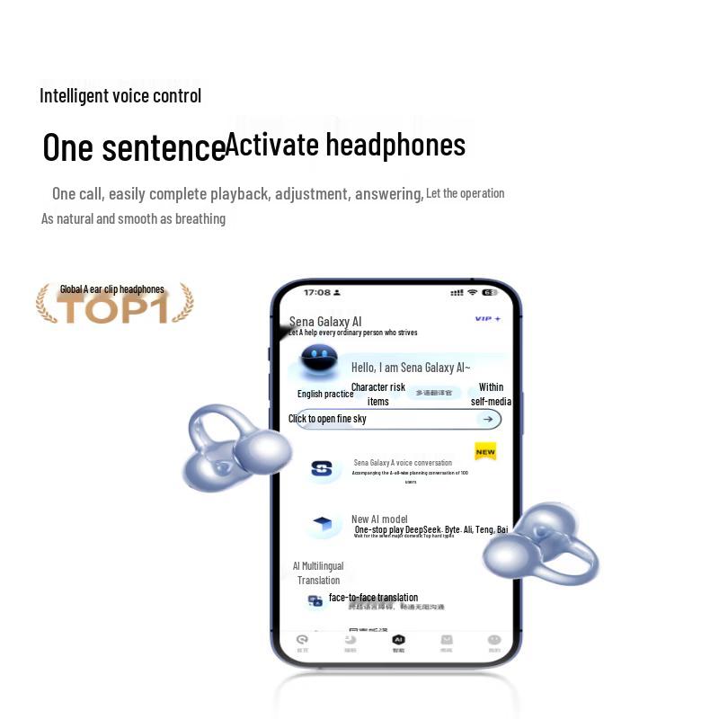 SANAG S8S Ultra AI Translation Open-Ear Clip Bluetooth Headphones