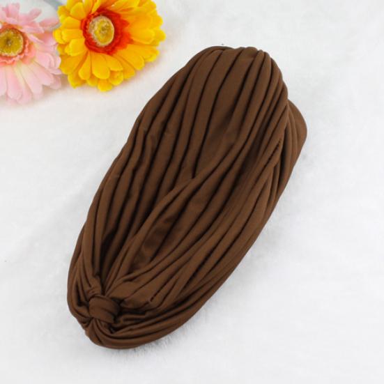 Modische Damen Indischer Stil Dehnbar Plissiert Turban Hut Kappe Kopfwickel Bandana