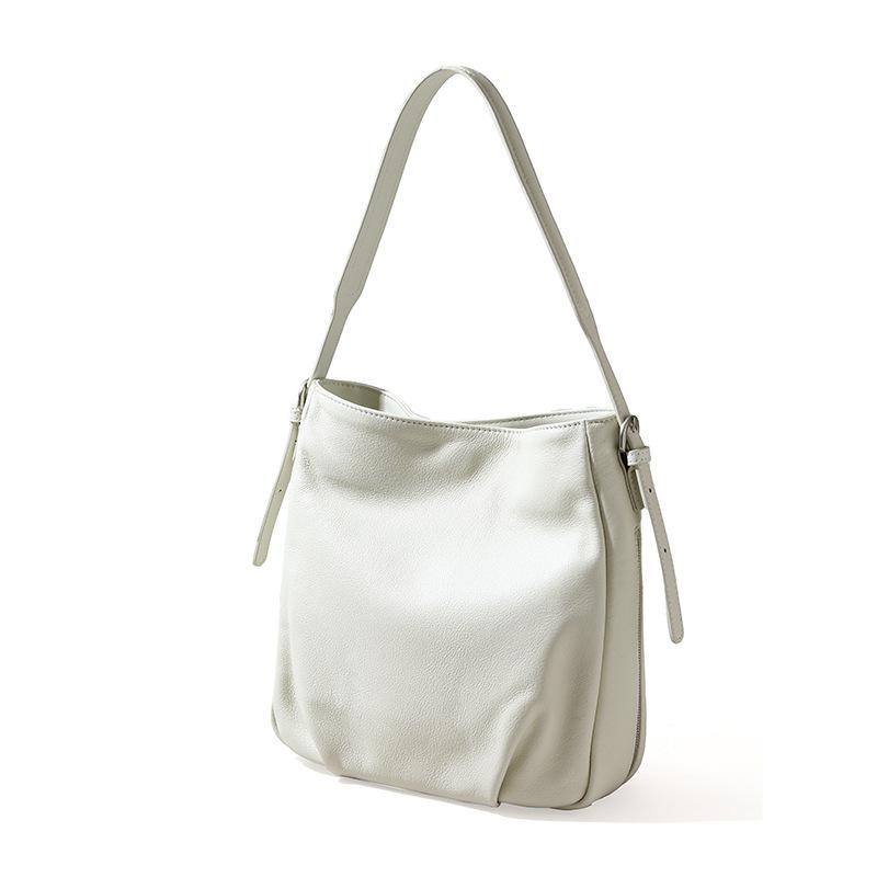 

Модная сумка из натуральной кожи, сумка на одно плечо, сумка под мышкой, простая и универсальная сумка-ведро One Size белый