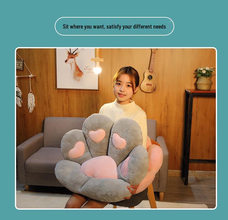 Half-Surround Bear Paw Cushion - Faux Rabbit Fur Cat Paw Sofa Tatami Cushion