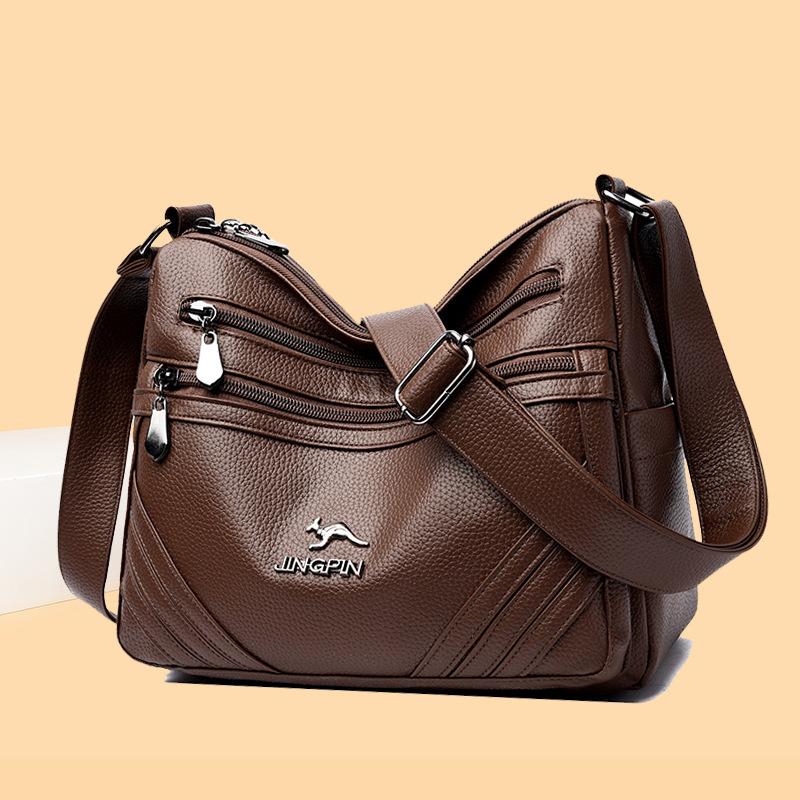 

Bag women s new fashionable versatile women s messenger bag multi-layer large-capacity shoulder bag middle-aged mother bag tide 27*21*13cm коричневий