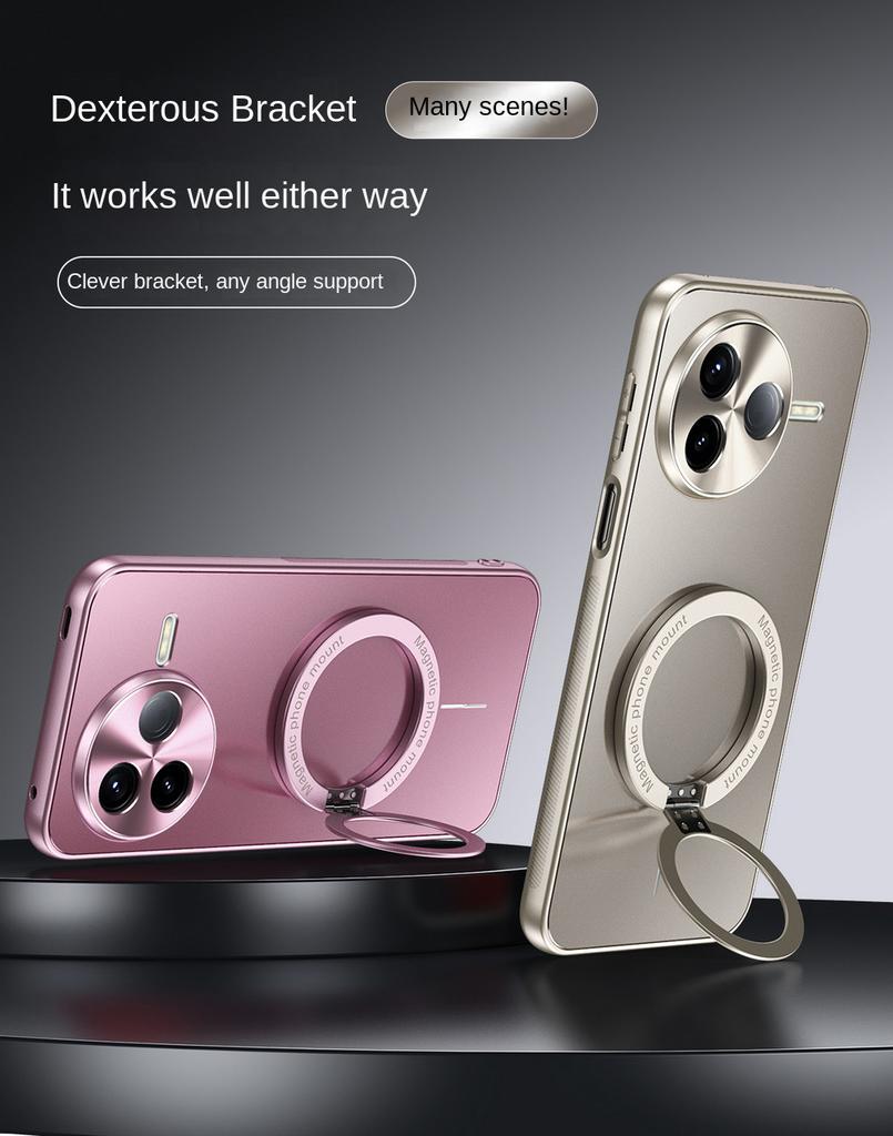 Electroplated Micro-matte Back Plate with Thin Magnetic Ring Case For Poco F7 Ultra POCO F7 Pro Camera Protect Cover