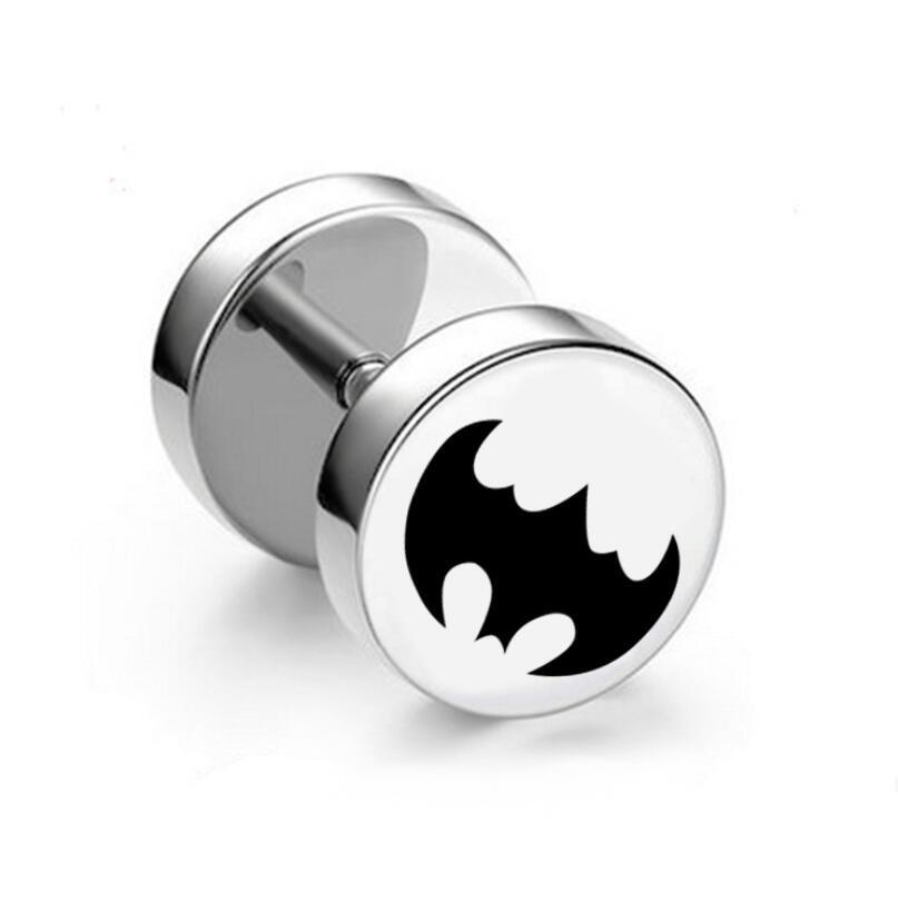 1Pc Punk Black Stainless Steel Round Stud Earrings Women Men Gothic Tunnel Barbell Dumbbell Earings Ear Piercing Zircon Gifts