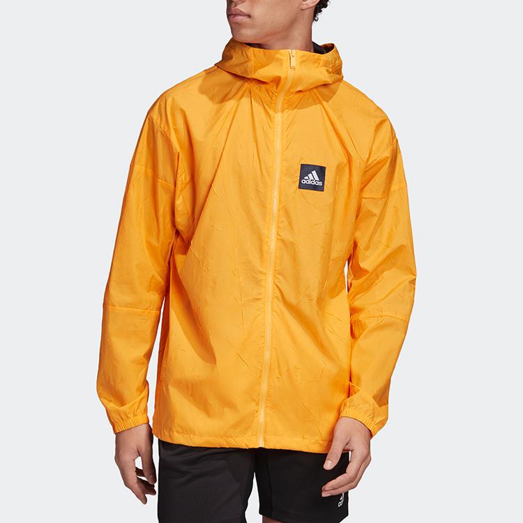 Adidas Full Zip Casual Sports Hooded Jacket Men Outerwear Yellow FR8288