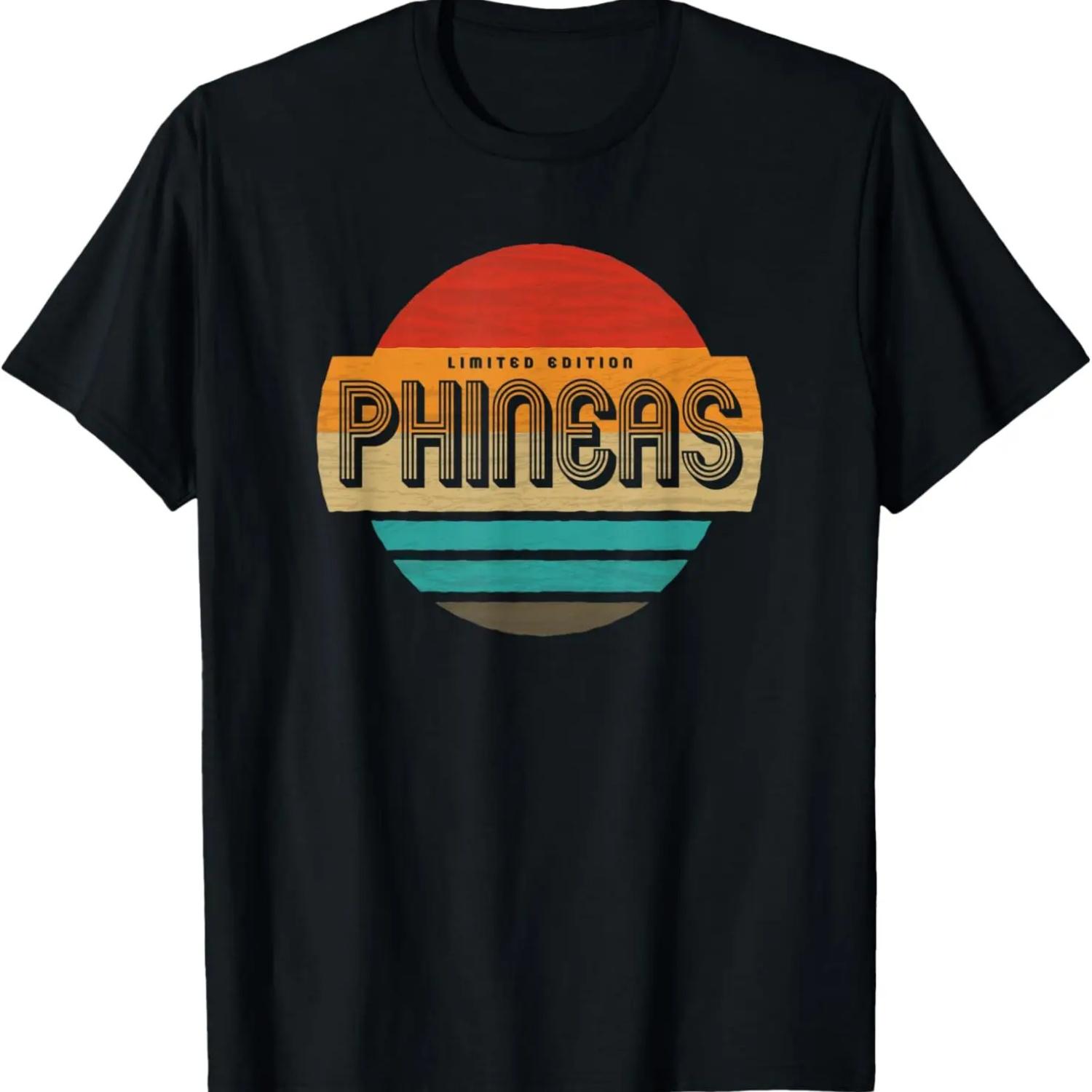 Mens Phineas Name Retro Vintage Sunset Limited Edition T-Shirt S чёрный