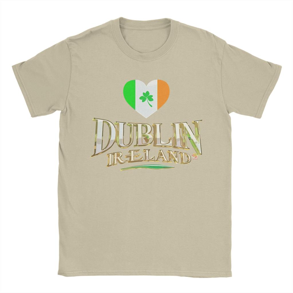 Dublin Ireland with Tricolour Love Heart T Shirt Summer Leisure T Shirts Unisexs Cotton O Neck Plus Size 5XL Tees Short Sleeve Tops