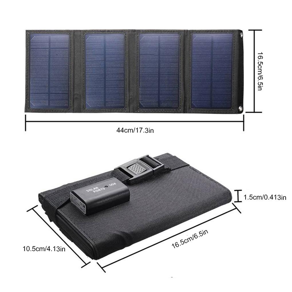 USB Solar Panels 20W Emergency Phone Charger Camping Hiking Backpacking Climbing Power Bank Sunlight Charging Plate