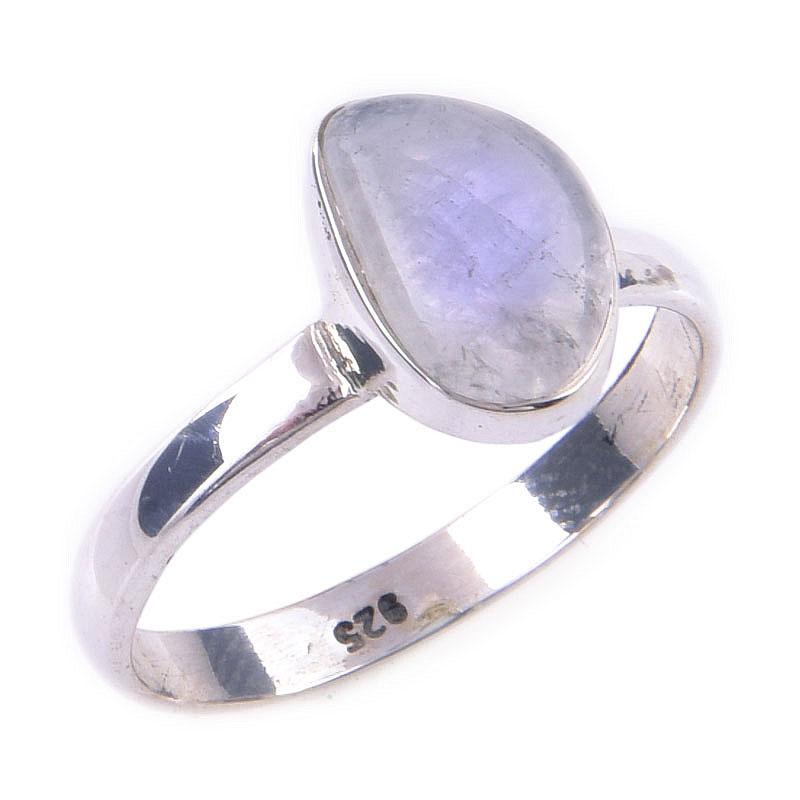 Natural Rainbow Moon Stone Gemstone Handmade 925 Sterling Silver Ring S.7 Z5F52