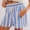 Pantaloncini da Donna a Righe Vita Elastica Vita Media Estivi con Tasche Vestibilità Larga per Vacanze Viaggi Scuola