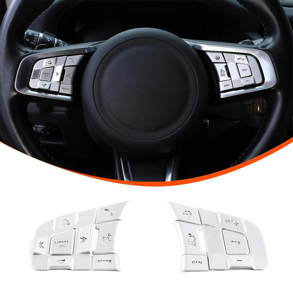Silver Alloy Steering Wheel Button Cover Trim For Jaguar F-Pace F-Type Xe Xf