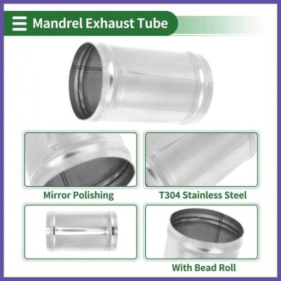 Straight Exhaust Pipe Tube W/ Bead Roll 2.75" OD 5" Length  Stainless Steel