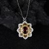 Gioielli S925 Argento Sterling Retro Lusso Leggero Intarsiati Con Granato Naturale Topazio Pietra Preziosa Colorata Collana Donna
