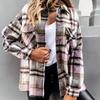 Camisa de Cuadros de Manga Larga para Mujer Otoño Invierno Camisa Gruesa Abrigo con Botones