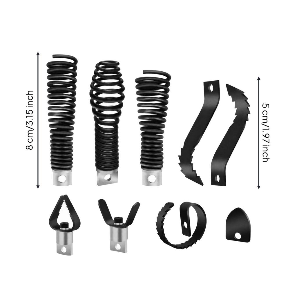 Drain-Cleaning Machine Attachment with Coiled Spring Shaft Compact Drain Pipe