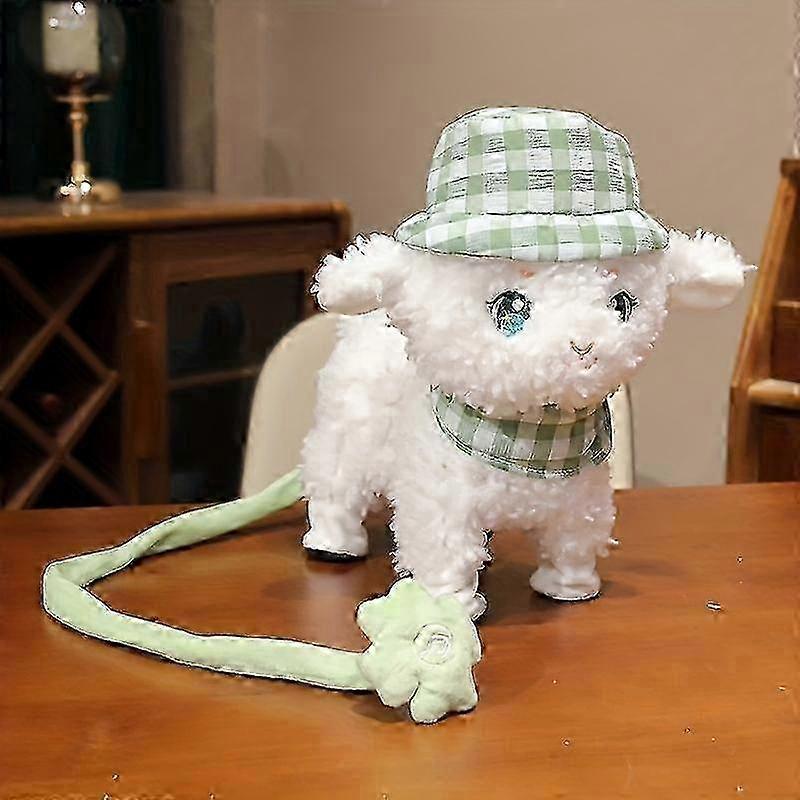 Coleira Elétrica Brinquedo de Cordeiro para Passeio Canta Balança e Aprende a Falar Boneca de Ovelha Presente para o Dia das Crianças