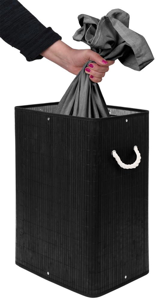 SOREN 80L Bamboo Laundry Basket with Lid, Black