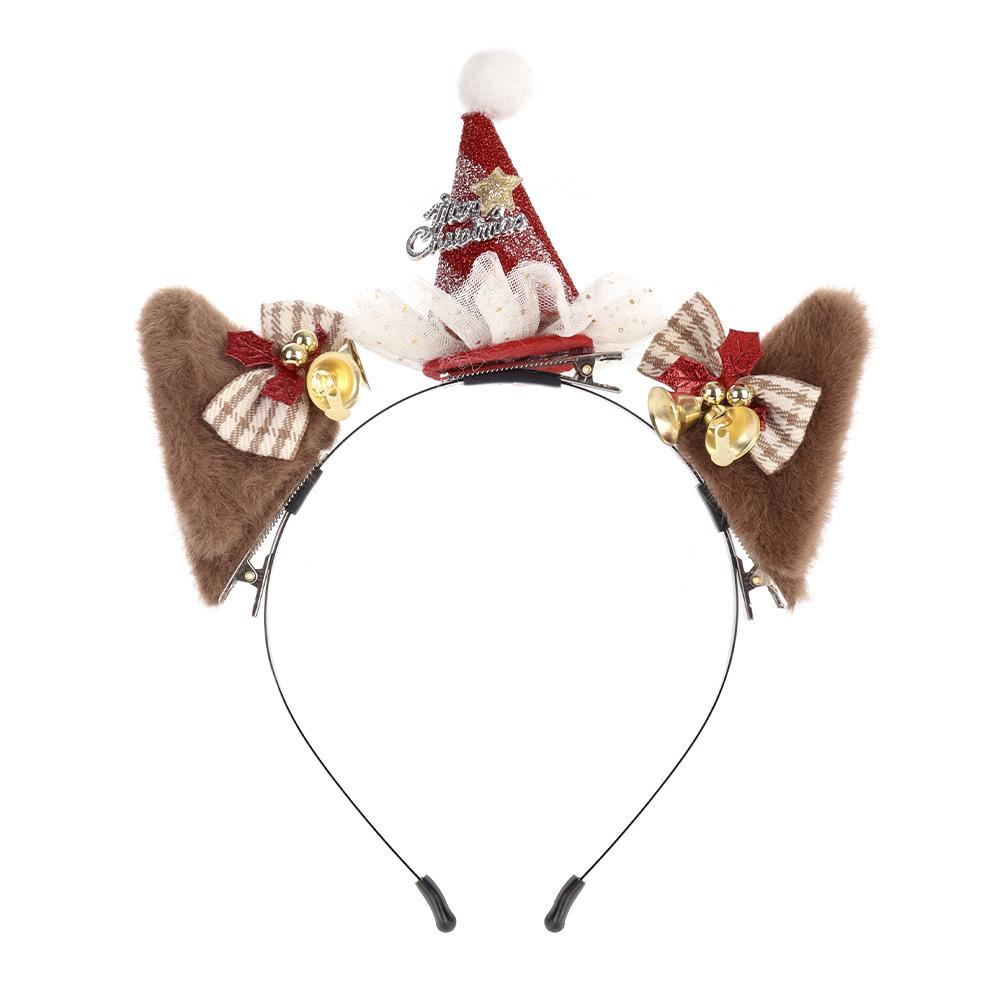 Christmas headband, animal ear hair clip, hat, and headpiece – a 2-in-1 detachable cat ear accessory for autumn and winter, with a Japanese-style