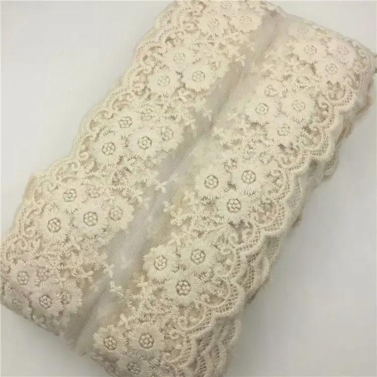 1Meter Cotton Floral Embroidered Mesh Patchwork Lace DIY Apparel Sewing Fabric 12cm Width DIY Garment Curtain Accessories Ribbon