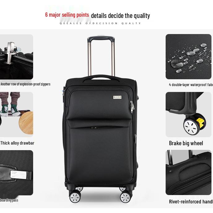 Large Capacity Oxford Cloth Trolley: 20-30 inch Suitcase with Universal Wheels and Password Lock for Men and Women, Ideal for Business Travel.