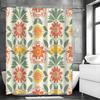 Bathroom Decor (Shower Curtain), Cartoon Flower & Green Leaf Shower Curtain with 12 Hooks