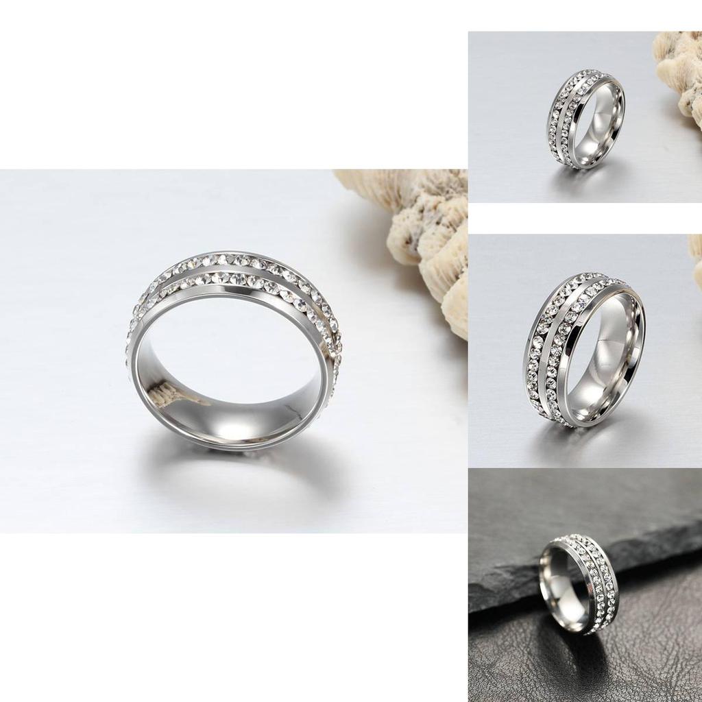 Elegant Titanium Steel Women's Ring Sleek Geometric Design Fashionable Silver