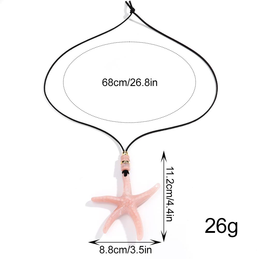 Trend Acrylic Ocean Starfish Pendant Necklaces for Women Colorful Extra Large Sea Star Leather Rope Choker Vacation Jewelry Gift