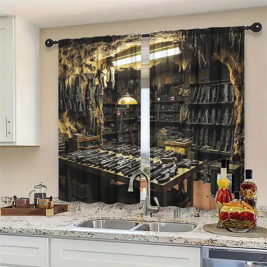 2-Panels Cave Arsenal Semi Blackout Curtain - Heat-insulating Suitable for Decorating Curtains in Various Rooms