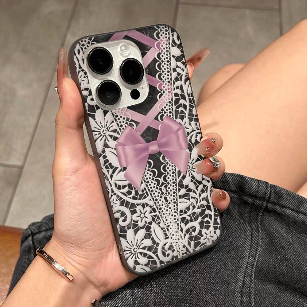 

Кружевной Узор Для IPhone 16 15 11 12 13 14 17 Pro Max PLUS Pro Мягкий Гофрированный Силиконовый Задний Чехол Для Телефона iPhone 15 pro