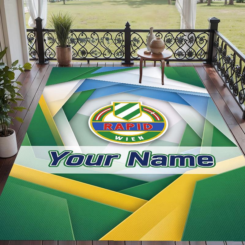 Custom Text Printed Rug Rapid Wien FC Non Slip Floor Carpet For Home Room Decor