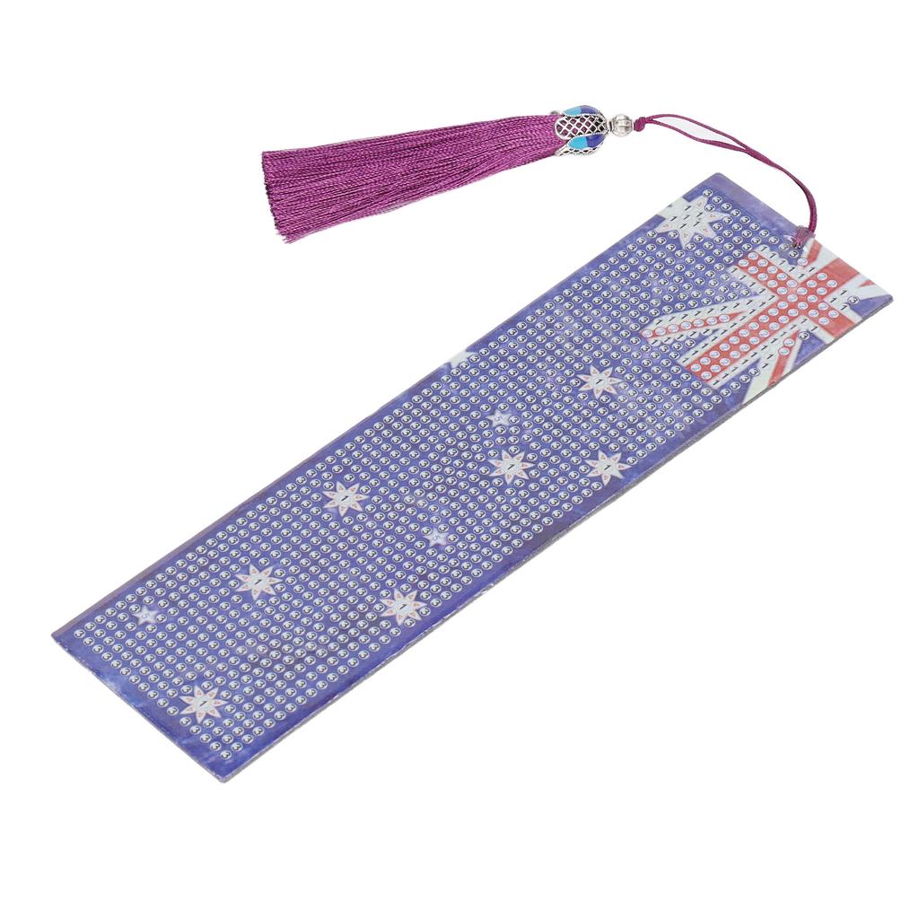 Rhinestones Painting Bookmarks American Pattern DIY Handcrafted Rhinestones Bookmarks Art Kit with Tassel