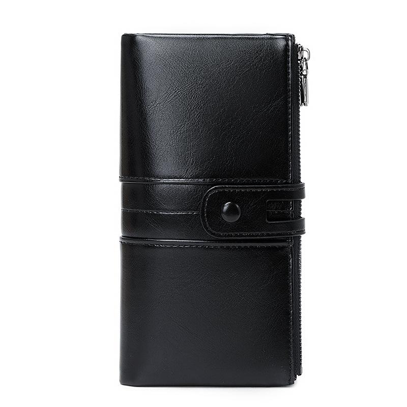 Export Wallet Large Capacity Multi-card Position Hidden Buckle Change Bag Retro Simple Long Wallet Women's RFID Handbag