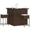 3 Piece Garden Bar Set with Cushions Brown Poly Rattan