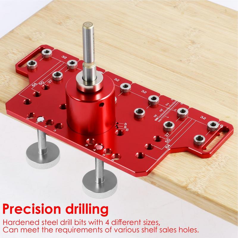 Wood Drilling Dowelling Guide Aluminum Alloy Power Tool Accessory Jigs Wear-Resistant Pocket Hole Jig Multiple Mounting Sizes