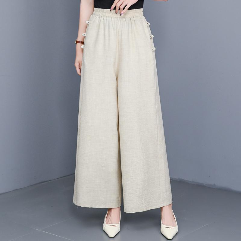 Casual Black Wide Leg Pants for Women Summer Clothes Plus Size High Waist Woman Trousers