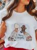 Women's Tops Christmas Short Sleeve Tees Female Summer Beach Funny Cartoon Santa Reindeer Printed T-Shirt Regular Graphic Female