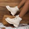 Women's Large Size Soft Sole Fur Mouth Winter Warm Fur One Snow Boots Padded Lined Ankle Boots Non-Slip Hiking Casual Sports Cotton Boots Martin Boots