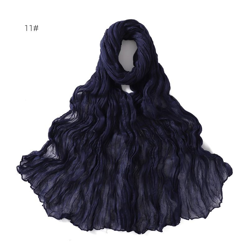 85 * 180cm Wrinkled Cotton And Line Designer Scarf Head Hijab Wrap Women Shawls Femme Lady Headband Muslim Hijabs Ramadan