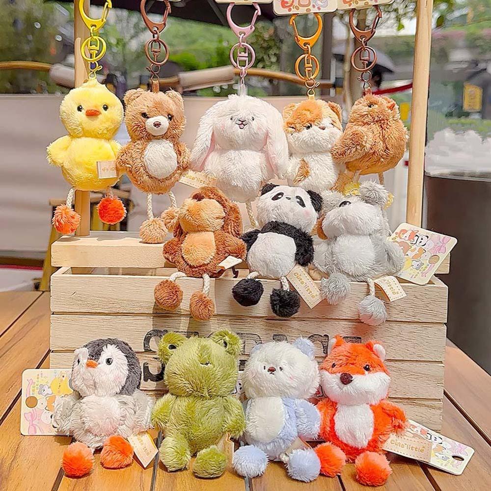 Funny Plush Dog Pendant Soft Cartoon Animal Keychain Cute Bear Doll Key Ring  Couple