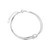 Women Minimalist Geometric Knotted Double Layer Chain Bangle Bracelet