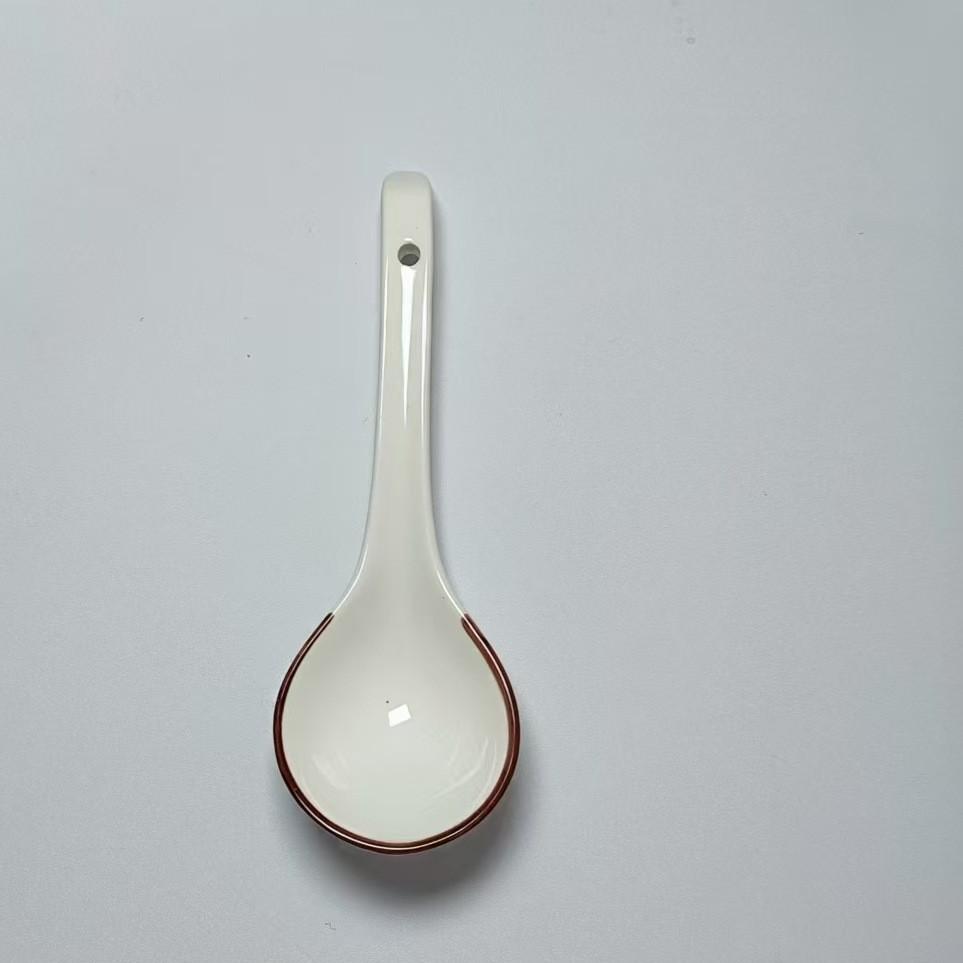 Japanese Simple Style Spoon Tableware Ceramic Chinese Underglaze Color Bone China Soup Spoon Restaurant Household Convenient Spoon