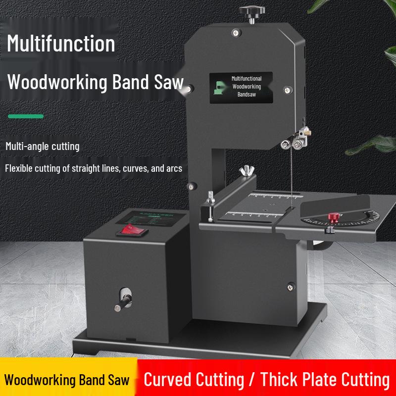 Compact Vertical Woodworking Bandsaw: Curve, Jigsaw, Shaping, Metal, and Table Cutting Machine