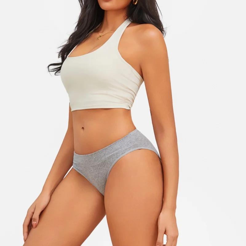 Damen Nahtloser Baumwollslip Damen Übergröße Slips Einfarbige Atmungsaktive Unterwäsche Damen Niedrige Taille Weiche Dessous S-XXL