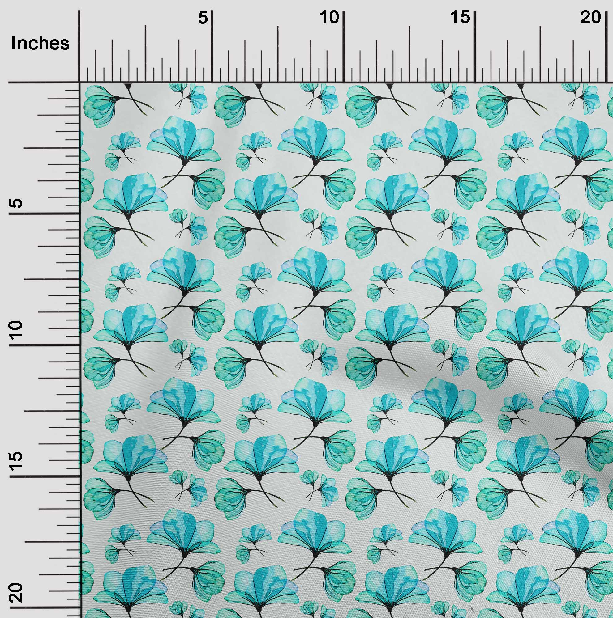 

OneOone Cotton Flex Green Fabric Florals Quilting Materials Print Швейна тканина у дворі 40 дюймів 42 Inch Wide - Viscose Chiffon aqua синього кольору